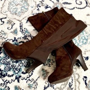 Tall Dark Brown Suede Boots